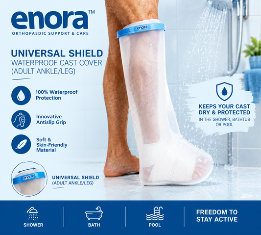 Enora Shield - Waterproof leg Cast Cover for Shower & Bath | 100% Leak-Proof Bandage Protector for Adults | Reusable Cast & Bandage Protector for Fracture, Surgery, Injury & Recovery, Anti slip
