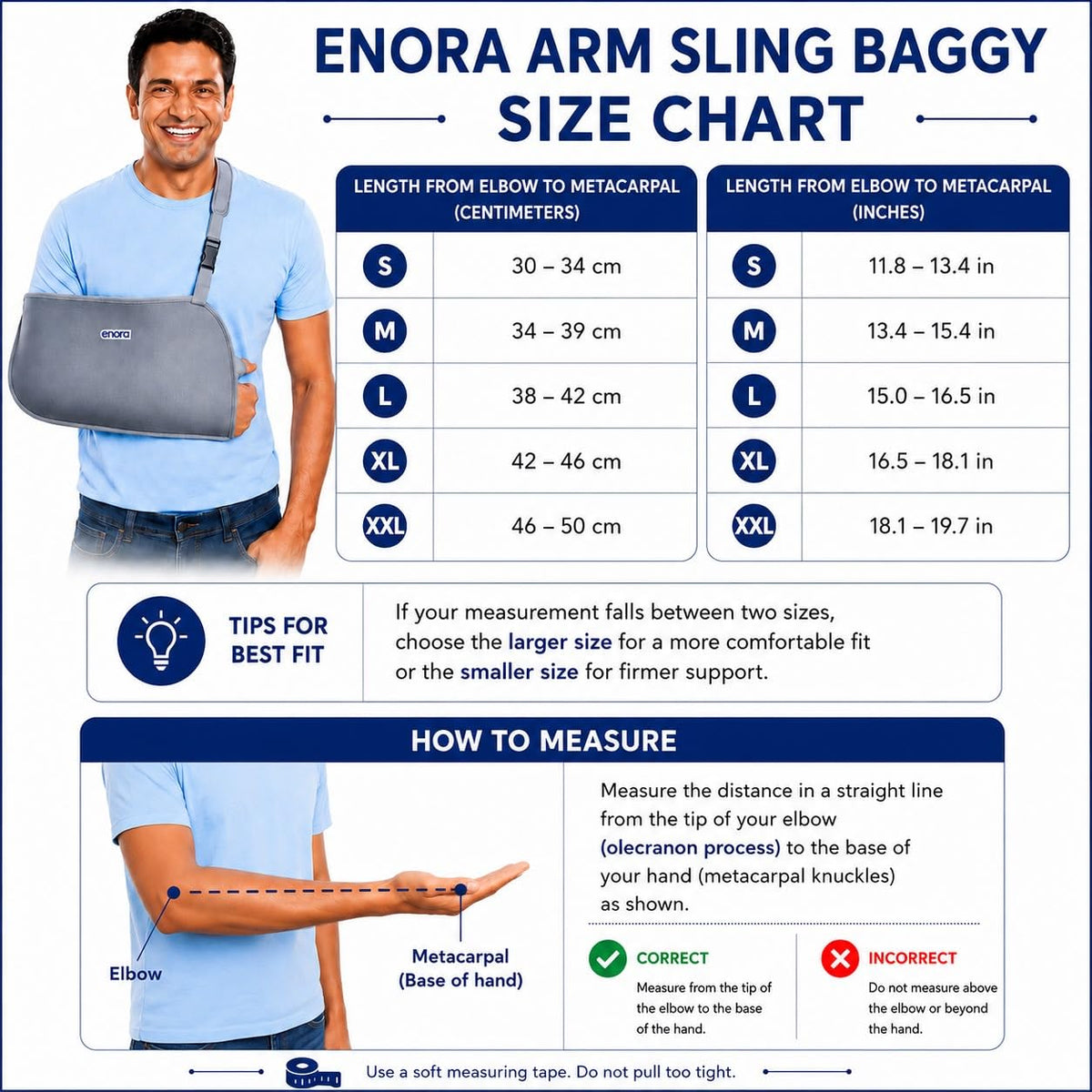 Enora Arm Sling Baggy – Comfortable Arm Support & Shoulder Immobilizer