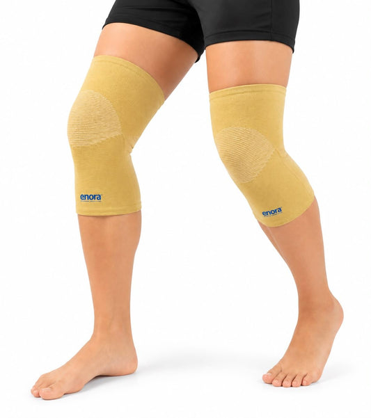 Enora Knee Cap Compression Sleeve – Knee Support Brace for Pain Relief, Arthritis, Gym & Sports Activities – Breathable Elastic Knee Support for Men & Women | 1 pair