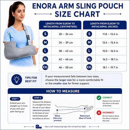 Enora Arm Sling Pouch for Men & Women | Adjustable Shoulder Immobilizer for Broken Arm, Shoulder, Elbow & Wrist Support | Lightweight Breathable Medical Sling for Fracture & Post Surgery Recovery
