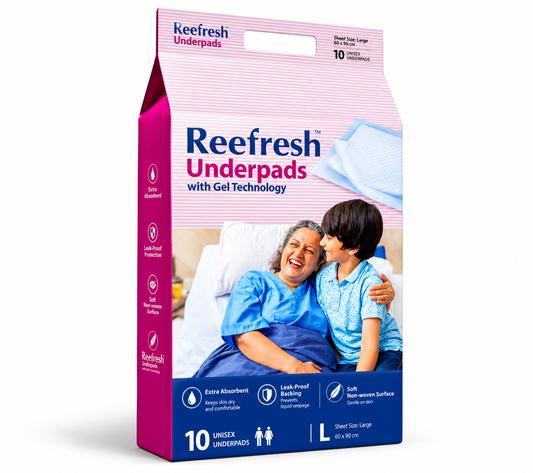 Encare Reefresh Classic Underpads For Adults, Large 10 Unit, Highly Absorbent, Anti-Bacterial, Rash Protection, Leak Proof, Protects Surfaces from Incontinence, Odor Control, Super Soft