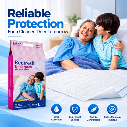 Encare Reefresh Classic Underpads For Adults, Large 10 Unit, Highly Absorbent, Anti-Bacterial, Rash Protection, Leak Proof, Protects Surfaces from Incontinence, Odor Control, Super Soft