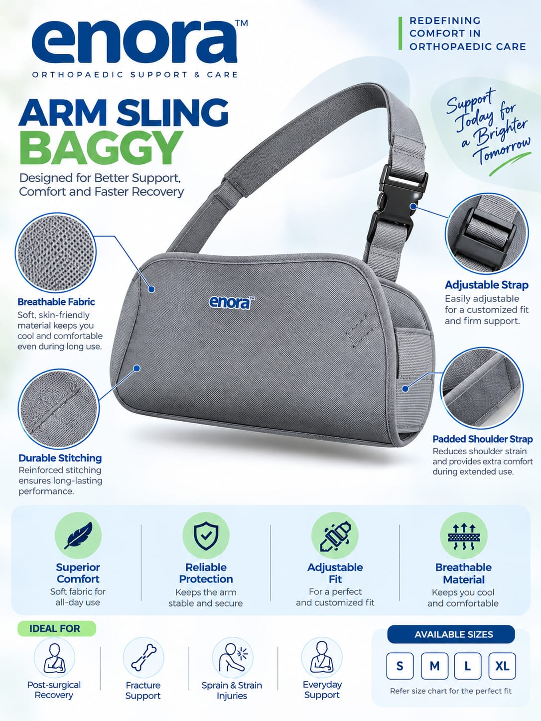 Enora Arm Sling Baggy – Comfortable Arm Support & Shoulder Immobilizer